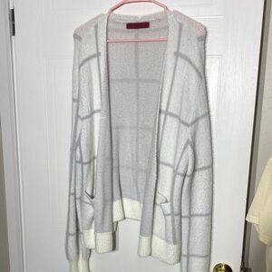 Cozy White and Gray Women's Cardigan
